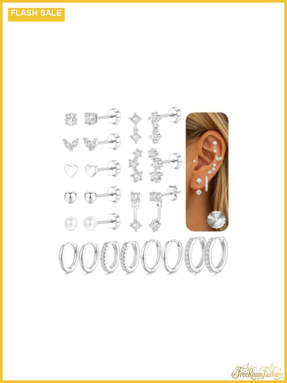 Hypoallergenic Stainless Steel Stud Earrings for Women Flat Back